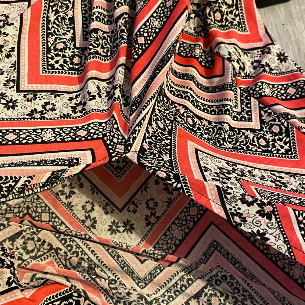 Three Hearts Black Top Maxi Dress with Coral and Cream Chevron Skirt - Picture 8 of 9